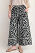 Gray Leopard Wide Leg Cropped Pants