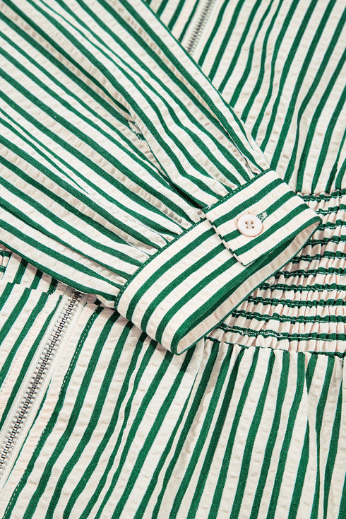 green stripe midi dress