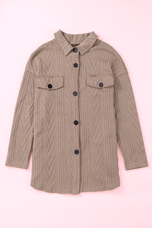 khaki-oversize-textured-knit-button-front-shacket