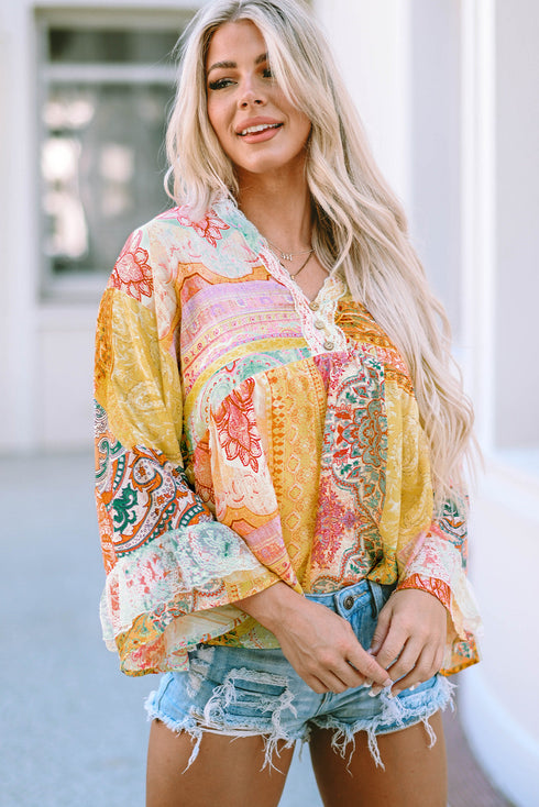 map-printed-v-neck-casual-long-sleeve-blouses