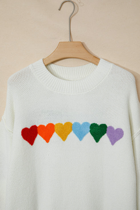 White Chenille Graphic Drop Shoulder Holiday Sweater