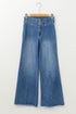 Sail Blue High Waist Button Fly Seamed Raw Hem Flare Jeans