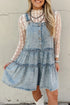 Dusk Blue Light Wash Tiered Flowy Overall Denim Dress