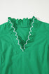 green v neck blouse