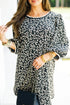 Black Leopard Print Bubble Sleeve Shift Mini Dress