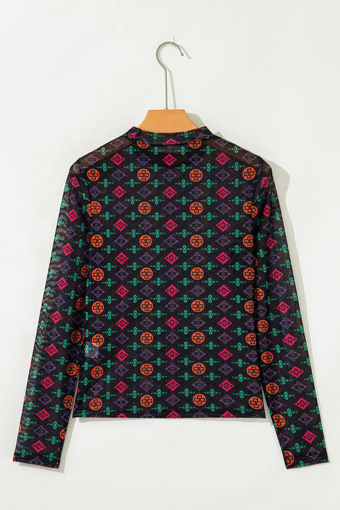 western print top