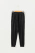 Black Ribbed Drawstring Active Jogger Pants
