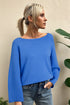 Sky Blue Solid Color Knit Loose Bracelet Sleeve Dolman Sweater