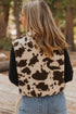 Brown Western Cow Spots Snap Button Sherpa Vest
