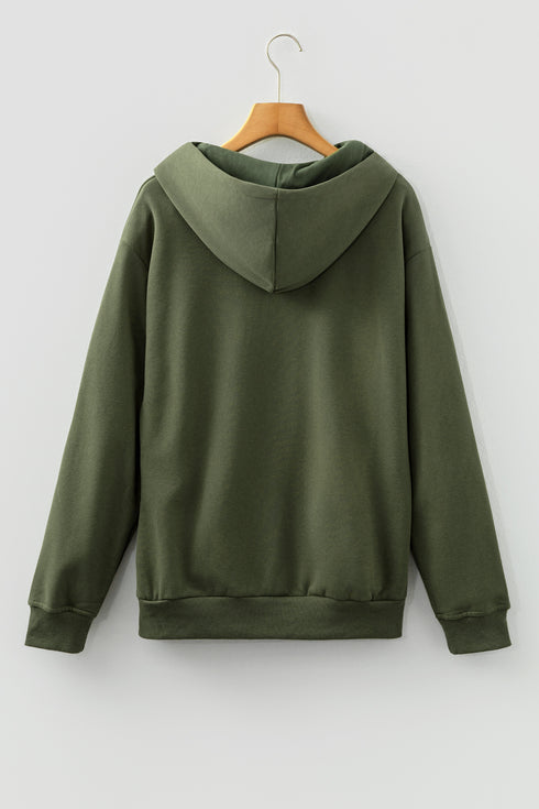 Green Loose Kangaroo Pocket Hoodie