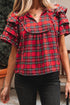 plaid short sleeve blouse