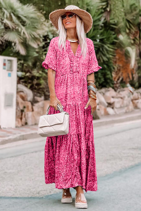 mid-sleeve-v-neck-bohemian-long-dress