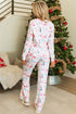 White Christmas Pattern Long Sleeve Top and Wide Leg Pants Set