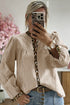 Brown Stripe Leopard Patchwork Long Sleeve Shirt