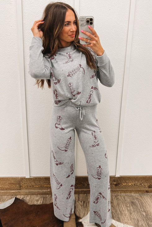 gray-cowgirl-boots-printed-long-sleeve-top-pants-lounge-set