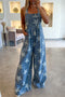 star-print-buttoned-strap-pleat-wide-leg-denim-overall