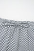 Gray Checkerboard Print Drawstring Elastic Waist Pocketed Shorts