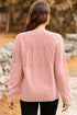 Light Pink Solid Color Textured Detail Button Down Long Sleeve Sweater Cardigan