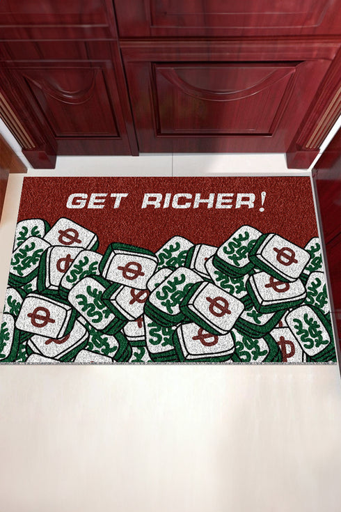 Racing Red GET RICHER Mahjong Printed Door Mat