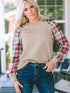 casual-plaid-splicing-button-decor-long-sleeve-knit-hoodie