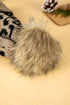 Light French Beige Faux Fur Pompom Leopard Knit Beanie