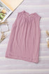 Pink Swiss Dot Sleeveless Ruffle Tank