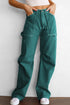 Green High Waist Straight Leg Cargo Pants with Pockets