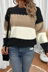 Black Colorblock Crew Neck Drop Shoulder Sweater
