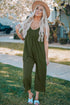 Green Spaghetti Straps Wide Leg Pocketed Jumpsuits