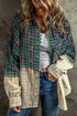 blackish-green-contrast-plaid-patchwork-chest-pocket-button-up-shacket