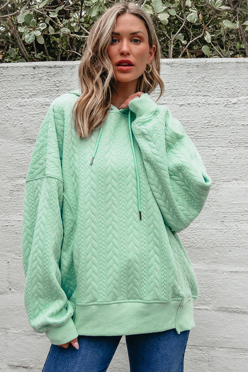 cable texture hoodie