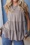 Simply Taupe Tiered Frill Trim A-line Tank Top
