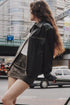 Black Faux Leather Zip Slit Pockets Street Fashion Jacket