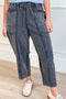Dark Grey Mineral Wash Exposed Seam Drawstring Elastic Waist Loose Pants