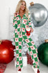 Green Holly Jolly Checkered Pattern 2pcs Long Pajama Set
