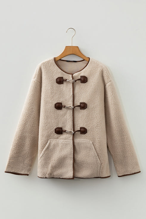 Apricot Toggle Button Teddy Coat