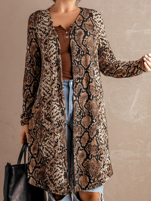 snake-print-long-cardigan