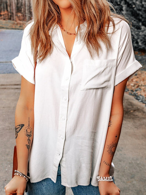white-chest-pocket-buttoned-rolled-short-sleeve-shirt