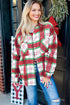 Red Christmas Plaid Casual Flannel Shacket