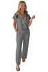 Gray Half Zip Polo Tee Casual Pant Set