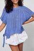 Ashleigh Blue Plus Size Open Knit Bow Tie Short Sleeve Sweater