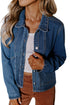 Ashleigh Blue Scallop Trim Collar Patched Pocket Button Up Mineral Washed Denim Jacket
