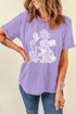 Wisteria DTG Printed Imitate Lace Flower Rabbit T Shirt