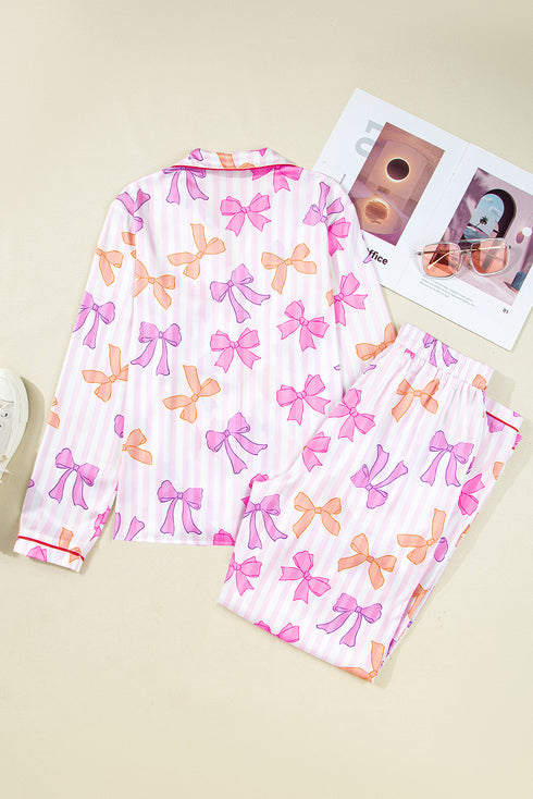 bow print pajama set