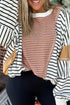 Pink Striped Color Block Patchwork Exposed Seam Oversize Long Sleeve Top