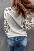Gray Round Neck Leopard Long Sleeve Top