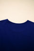 Navy Blue Asymmetric Seam Detail Solid Color Long Sleeve Top