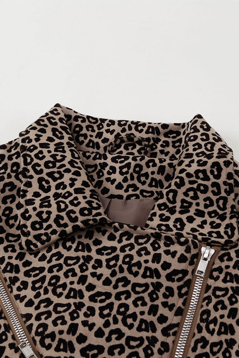 leopard-zipped-notch-collar-short-jacket