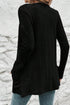 Black Ribbed Open Front Knitted Top with Pockets