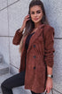 Coffee Corduroy Double Breasted Smocked Waist Blazer